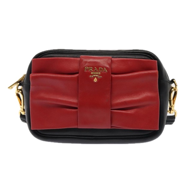 Prada Ribbon Red Leather shoulder - Picture 1 of 10